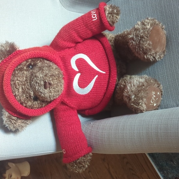 Gund Millenium Large Brown Teddy Bear with Red Heart Hoodie Sweater Y2K - Picture 6 of 8